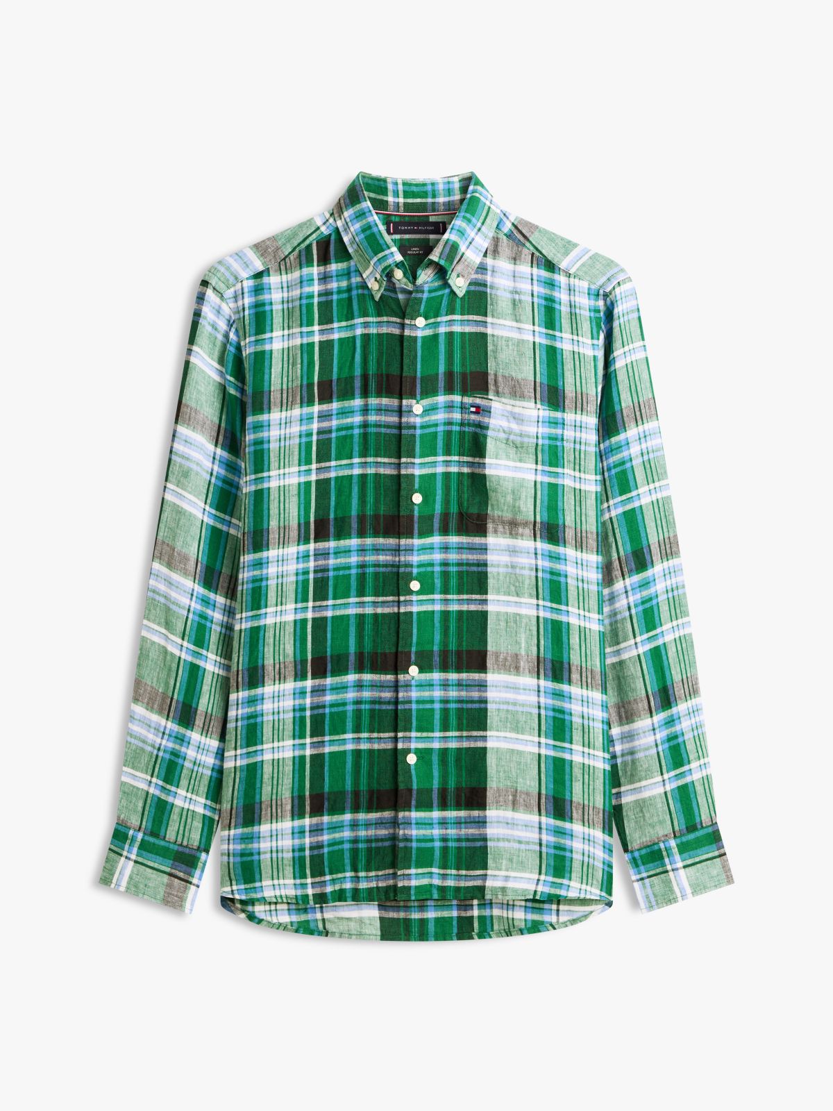 Regular Fit Madras Check Linen Shirt — Nouveau Green Check
