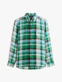 Regular Fit Madras Check Linen Shirt — Nouveau Green Check 5