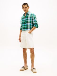 Regular Fit Madras Check Linen Shirt — Nouveau Green Check 3