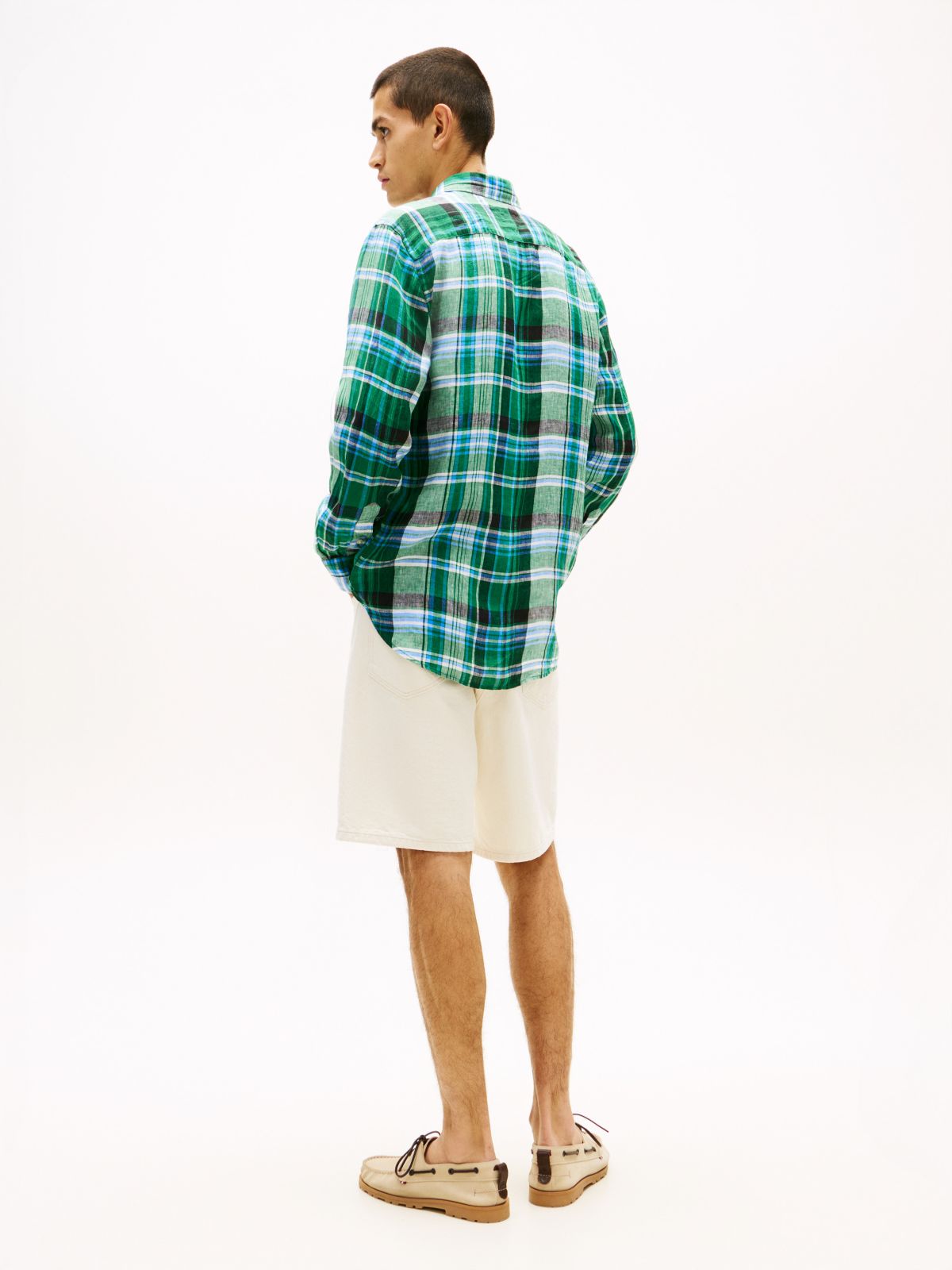 Regular Fit Madras Check Linen Shirt — Nouveau Green Check