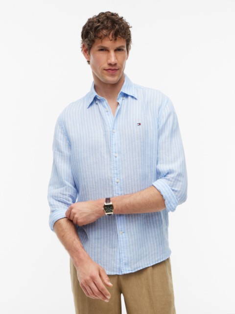 Мужские рубашки Tommy Hilfiger Regular Fit Stripe Linen Shirt