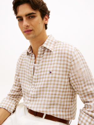 Мужские рубашки Tommy Hilfiger Regular Fit Gingham Linen Shirt — фото 2