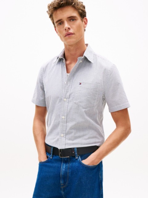 Мужские рубашки Tommy Hilfiger Regular Fit Striped Seersucker Shirt