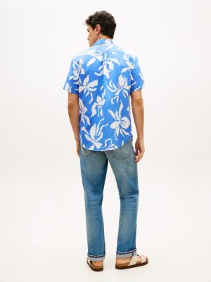 Мужские рубашки Tommy Hilfiger Tropical Print Cotton-Linen Blend Shirt — фото 4
