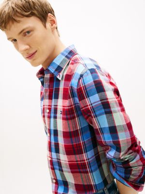 Мужские рубашки Tommy Hilfiger Regular Madras Check Linen-Blend Shirt — фото 2
