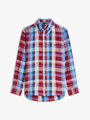 Мужские рубашки Tommy Hilfiger Regular Madras Check Linen-Blend Shirt — фото 5