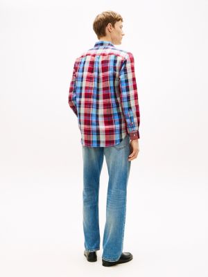 Мужские рубашки Tommy Hilfiger Regular Madras Check Linen-Blend Shirt — фото 4