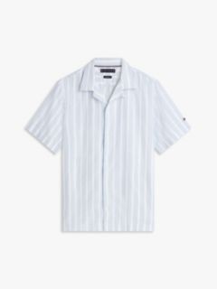 Striped Cotton-Linen Blend Camp Shirt — Sweet Blue Stripe 5