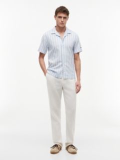 Striped Cotton-Linen Blend Camp Shirt — Sweet Blue Stripe 2