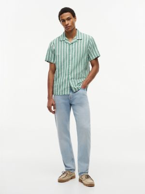 Мужские рубашки Tommy Hilfiger Striped Cotton-Linen Blend Camp Shirt — фото 2