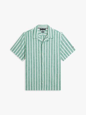 Мужские рубашки Tommy Hilfiger Striped Cotton-Linen Blend Camp Shirt — фото 5