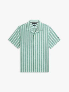 Striped Cotton-Linen Blend Camp Shirt — Nouveau Green Stripe 5