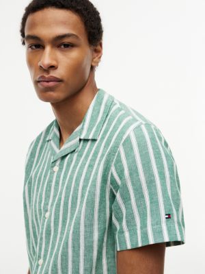 Мужские рубашки Tommy Hilfiger Striped Cotton-Linen Blend Camp Shirt — фото 3