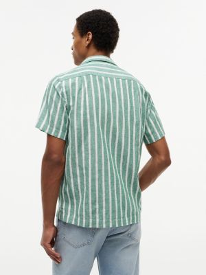 Мужские рубашки Tommy Hilfiger Striped Cotton-Linen Blend Camp Shirt — фото 4