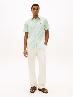 Мужские рубашки Tommy Hilfiger Printed Cotton-Linen Blend Shirt — фото 2