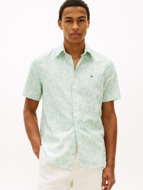 Мужские рубашки Tommy Hilfiger Printed Cotton-Linen Blend Shirt