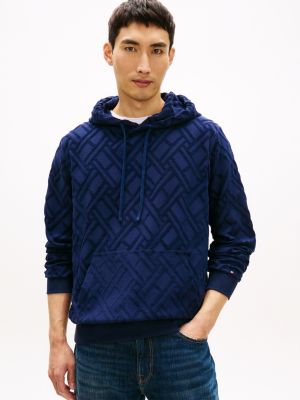 Allover Flag Logo Velour Jacquard Hoodie