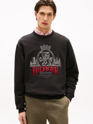 Embroidered Crest Logo Sweatshirt, Black