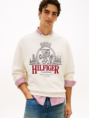 Embroidered Crest Logo Sweatshirt, Ivory Petal