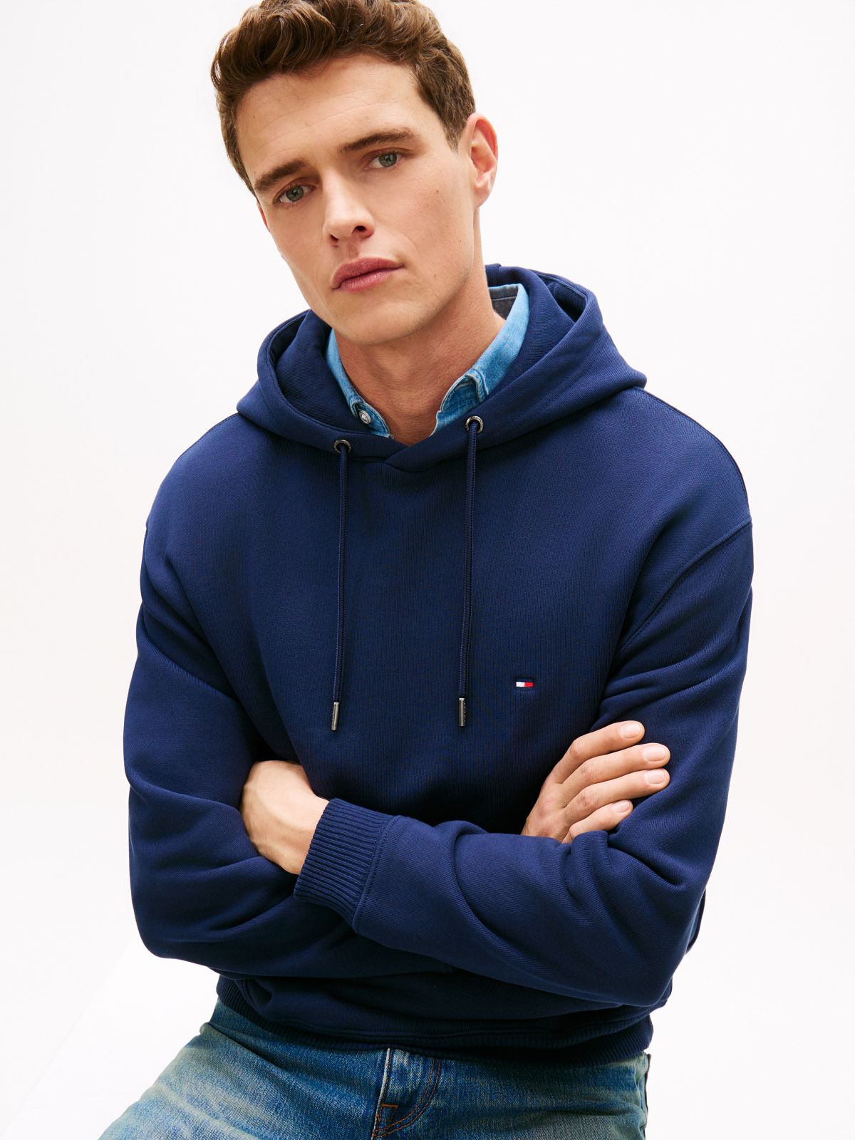 Back Flag Logo Pullover Hoodie — Light Navy