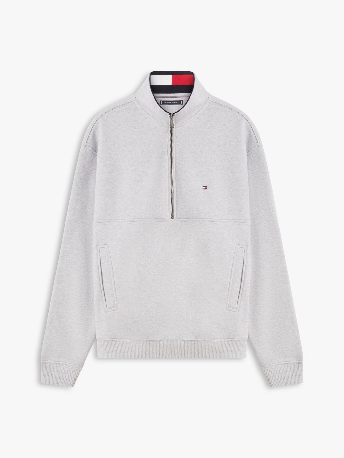 Flag Logo Quarter-Zip Sweatshirt — Light Grey Heather