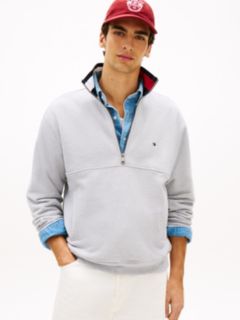 Flag Logo Quarter-Zip Sweatshirt — Light Grey Heather 1