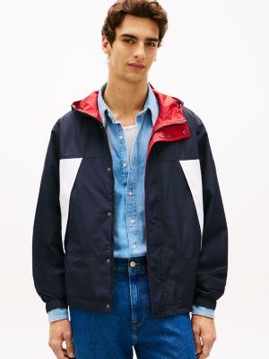 Reversible Water-Resistant Hooded Jacket, Navy or Red