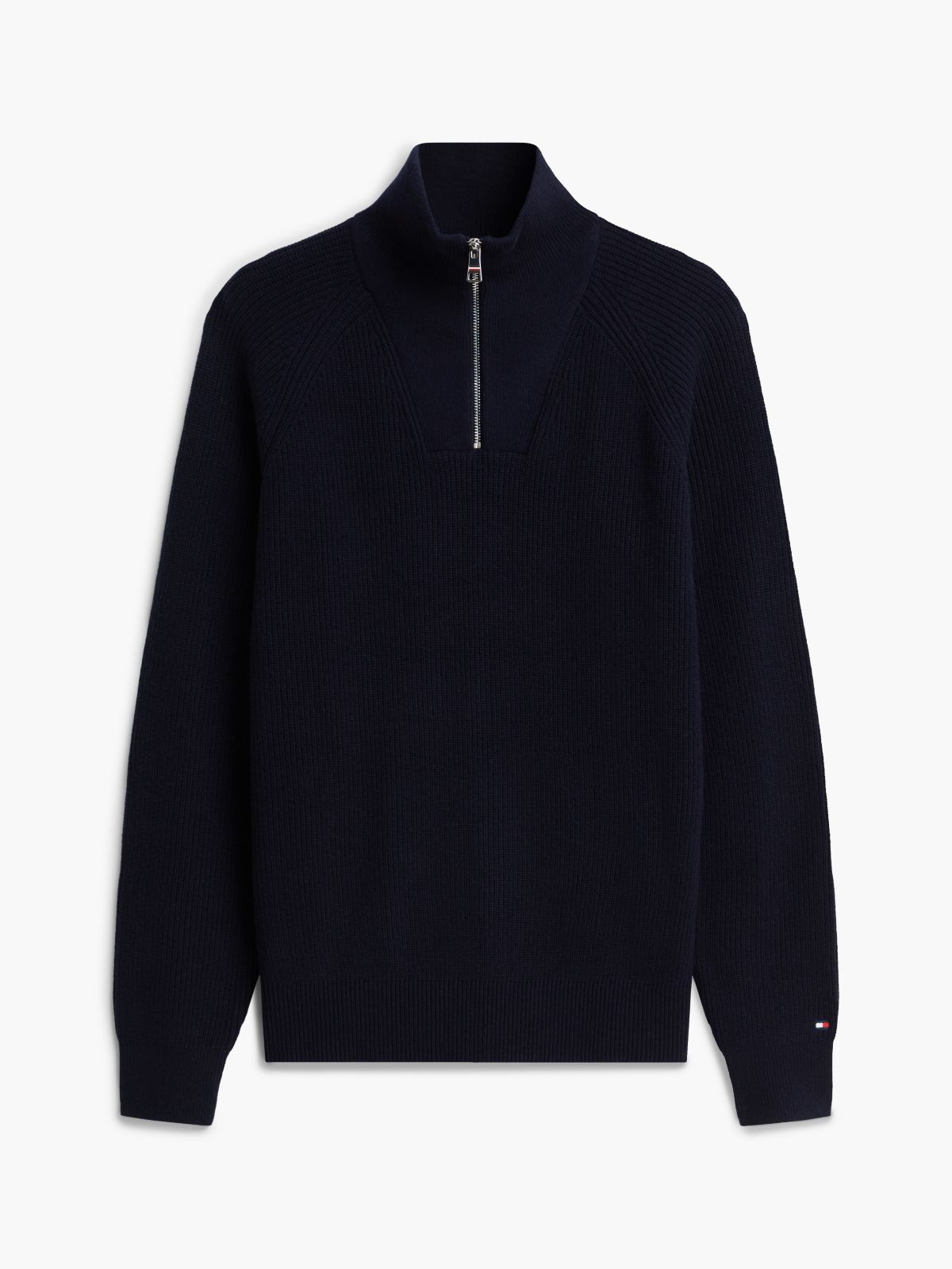 Fisherman Knit Quarter-Zip Sweater — Navy Blue