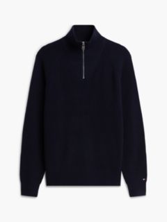 Fisherman Knit Quarter-Zip Sweater — Navy Blue 7