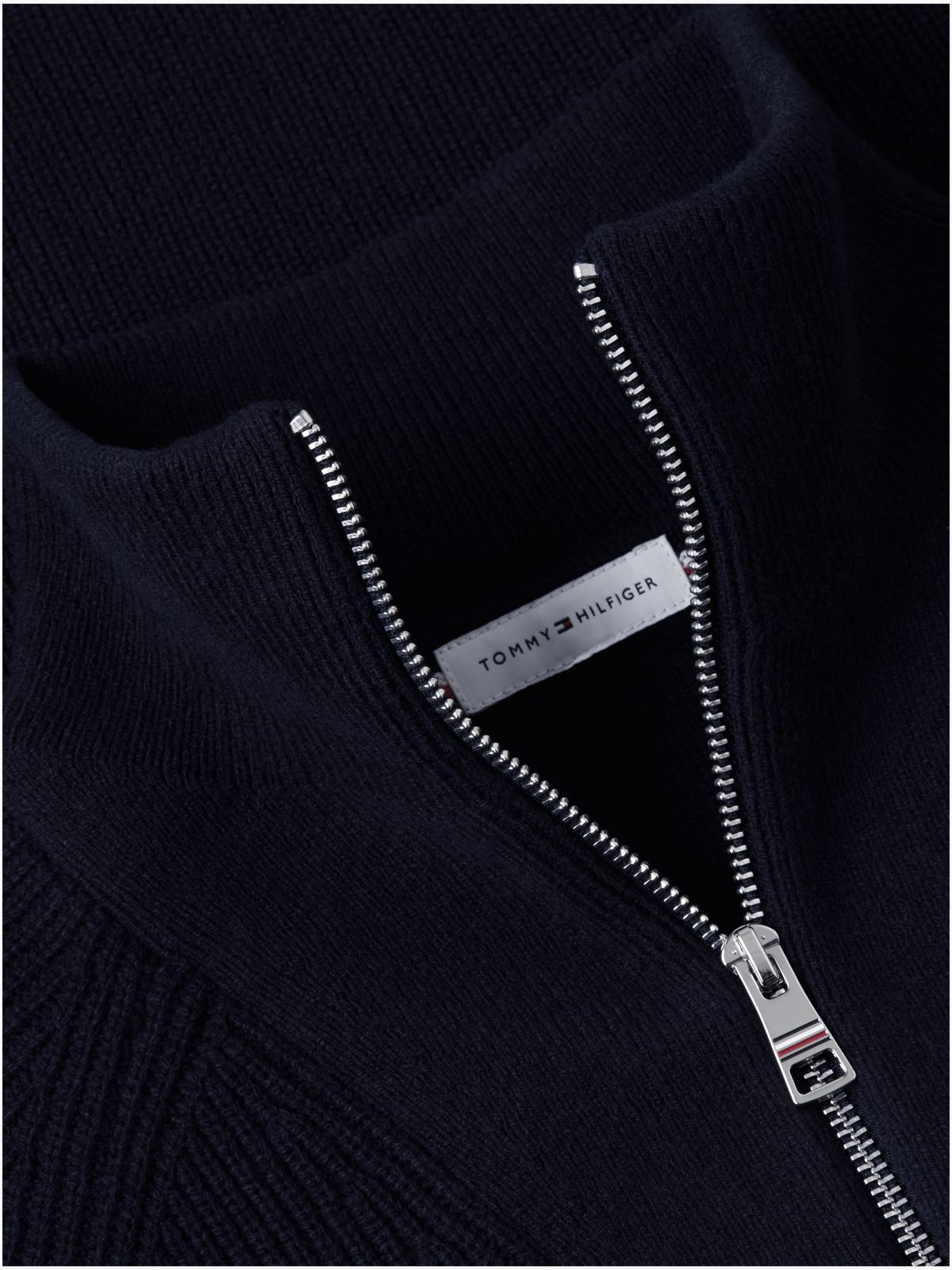 Fisherman Knit Quarter-Zip Sweater — Navy Blue