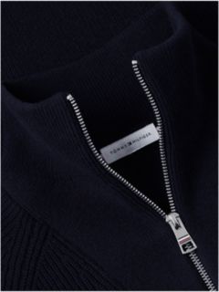 Fisherman Knit Quarter-Zip Sweater — Navy Blue 8