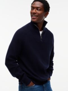 Fisherman Knit Quarter-Zip Sweater — Navy Blue 3