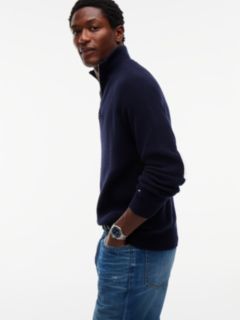 Fisherman Knit Quarter-Zip Sweater — Navy Blue 5