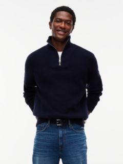 Fisherman Knit Quarter-Zip Sweater — Navy Blue 1