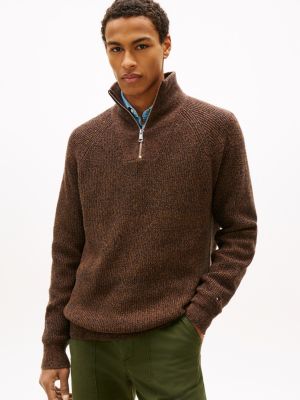 Fisherman Knit Quarter-Zip Sweater, Highland Khaki