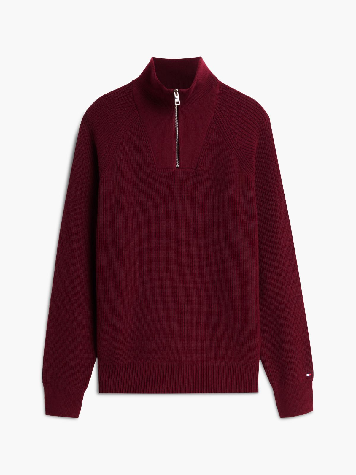 Fisherman Knit Quarter-Zip Sweater — Burgundy