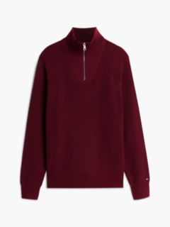 Fisherman Knit Quarter-Zip Sweater — Burgundy 5