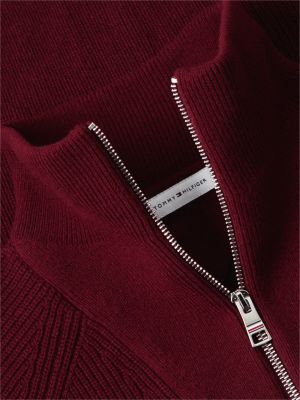 Мужской свитер Tommy Hilfiger Fisherman Knit Quarter-Zip, цвет: Бордовый — фото 6