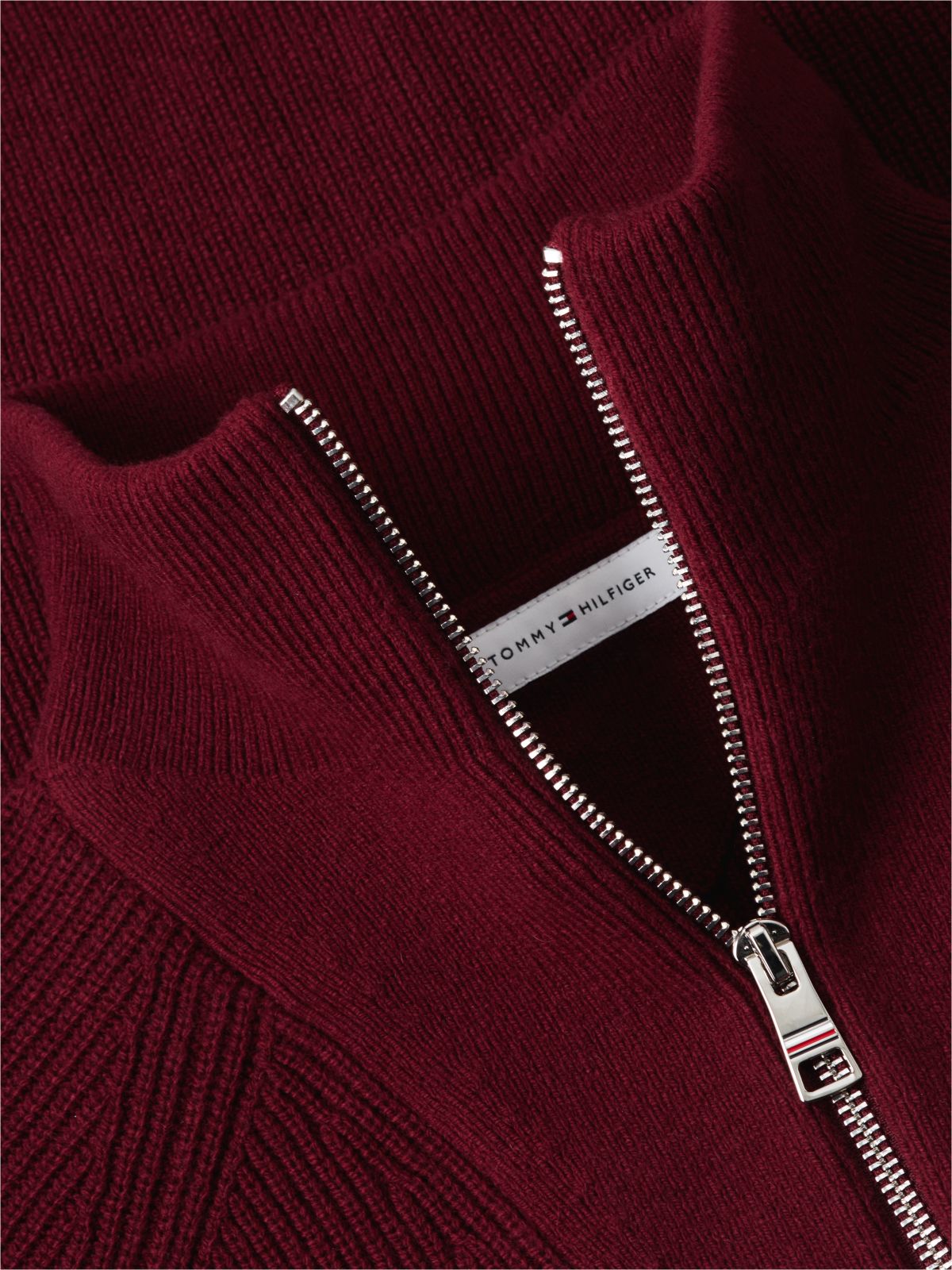 Fisherman Knit Quarter-Zip Sweater — Burgundy