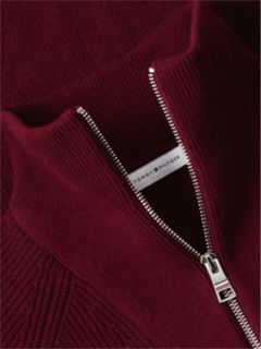 Fisherman Knit Quarter-Zip Sweater — Burgundy 6