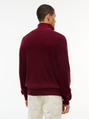 Мужской свитер Tommy Hilfiger Fisherman Knit Quarter-Zip, цвет: Бордовый — фото 4