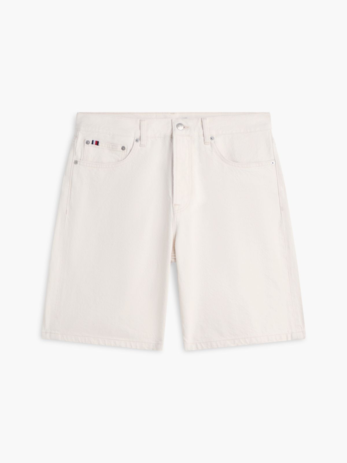 Regular Fit Garment-Dyed Denim Short — Ivory Petal