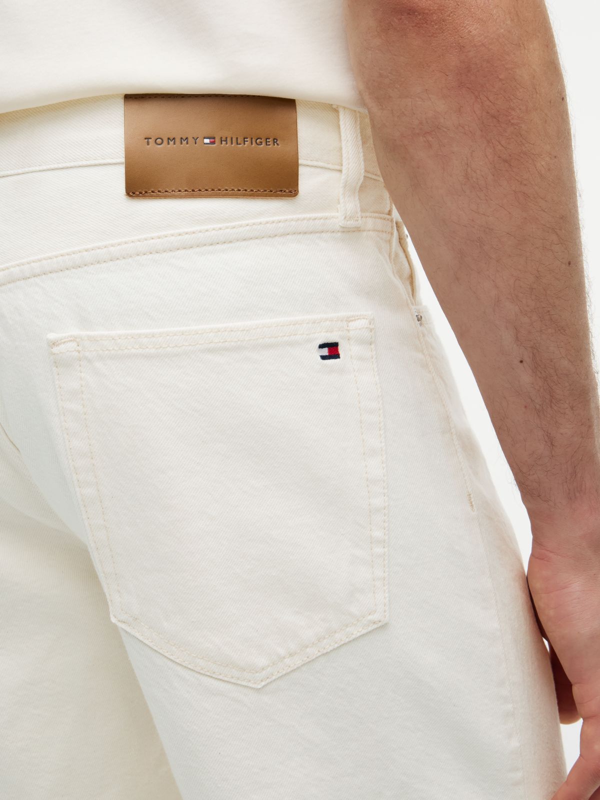 Regular Fit Garment-Dyed Denim Short — Ivory Petal
