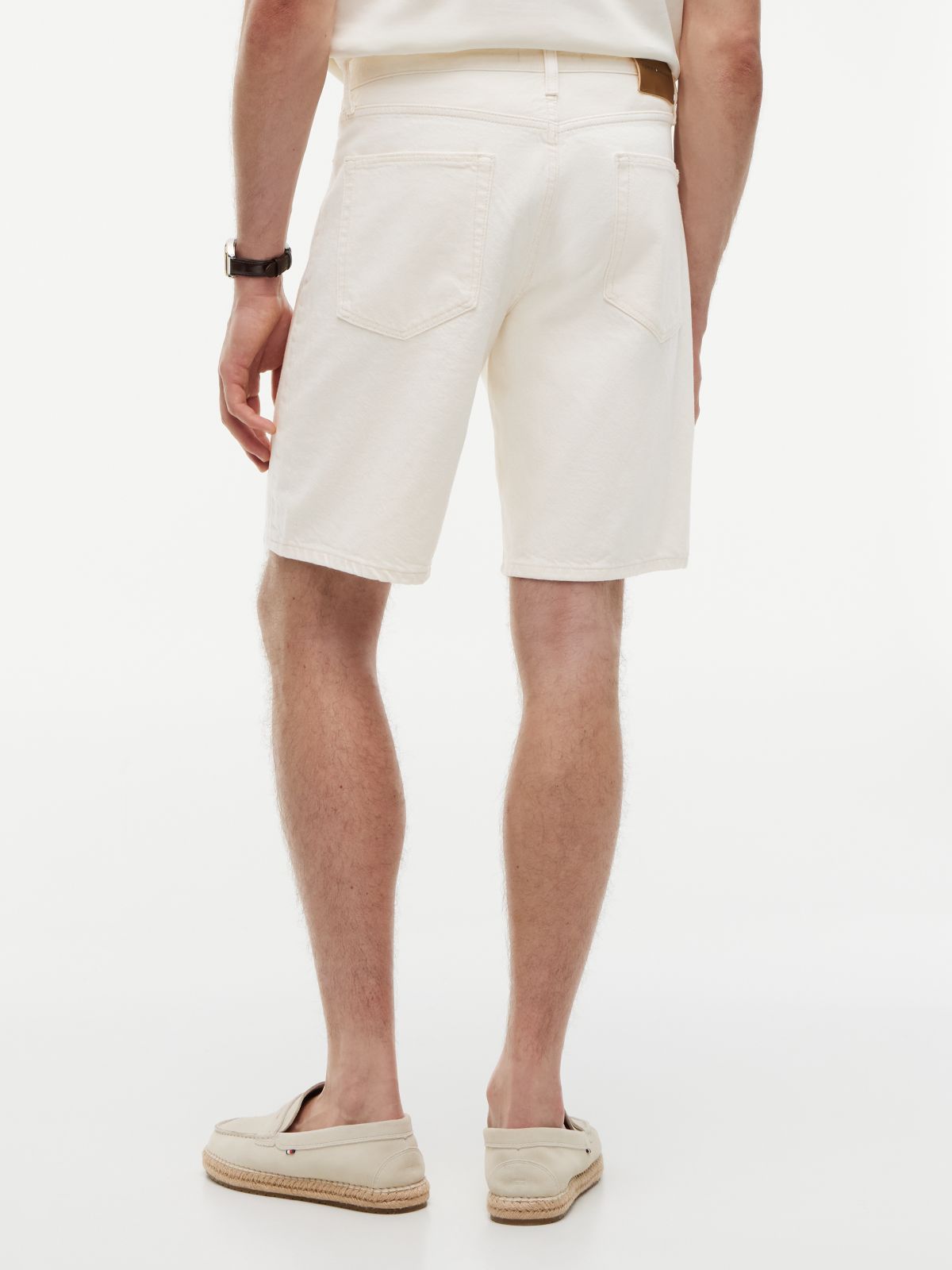 Regular Fit Garment-Dyed Denim Short — Ivory Petal
