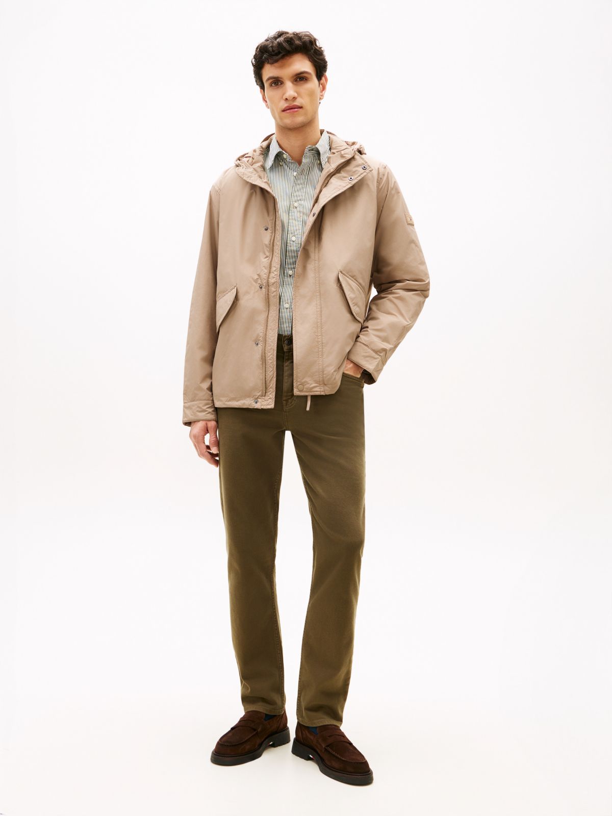 Water-Repellent Packable Hooded Jacket — Coastal Taupe