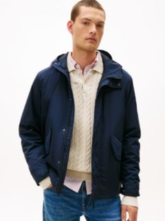 Water-Repellent Packable Hooded Jacket — Navy 1