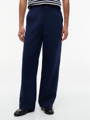 Cotton-Linen Blend Utility Chino, Navy Iris