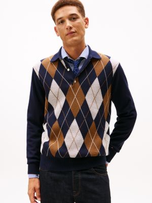 Argyle Sweater Polo, Navy