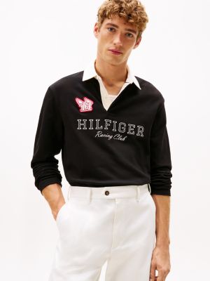 Long-Sleeve Hilfiger Racing Logo Rugby, Black