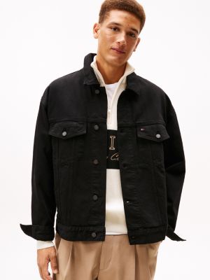 Relaxed Garment-Dyed Denim Jacket, Black